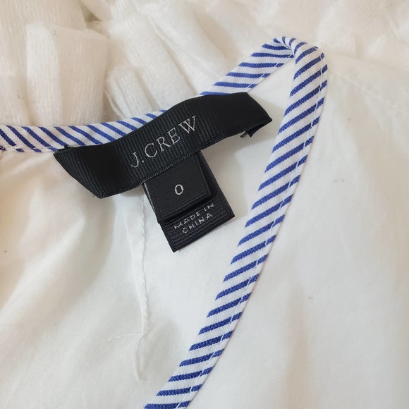 J. CREW | BABY DOLL BUTTON DOWN BACK BELL SLEEVE COTTON WHITE STRIPE TOP WOMEN 0 - Picture 12 of 17